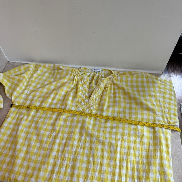 Madewell Yellow Check Gingham Long Sleeve Mini Womens Size L Shift Cotton Casual - Picture 10 of 14